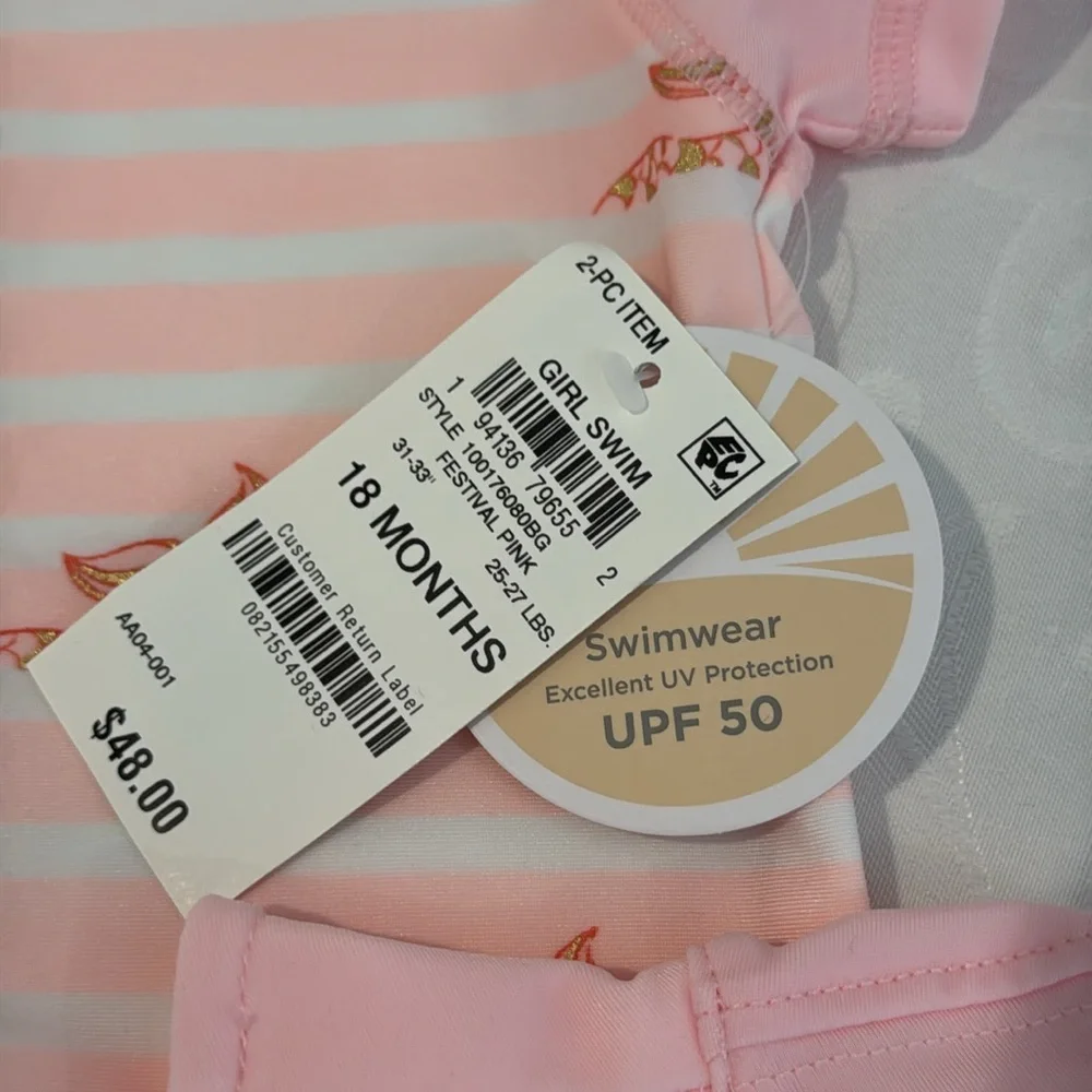COPY - First Impressions Baby Girl Mermaid Rash-guard & Hat. 18 months